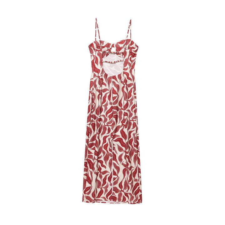 Printed rustic midi dress for summer vacation