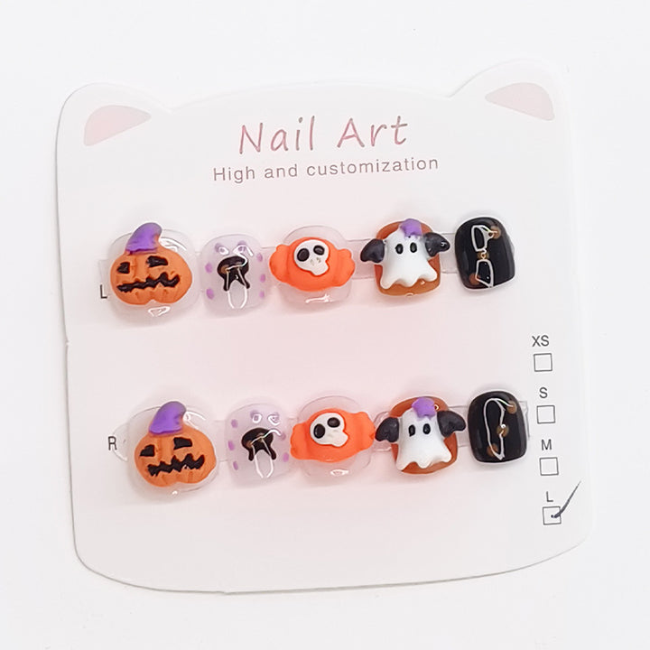 Halloween cute pumpkin ghost press-on nails