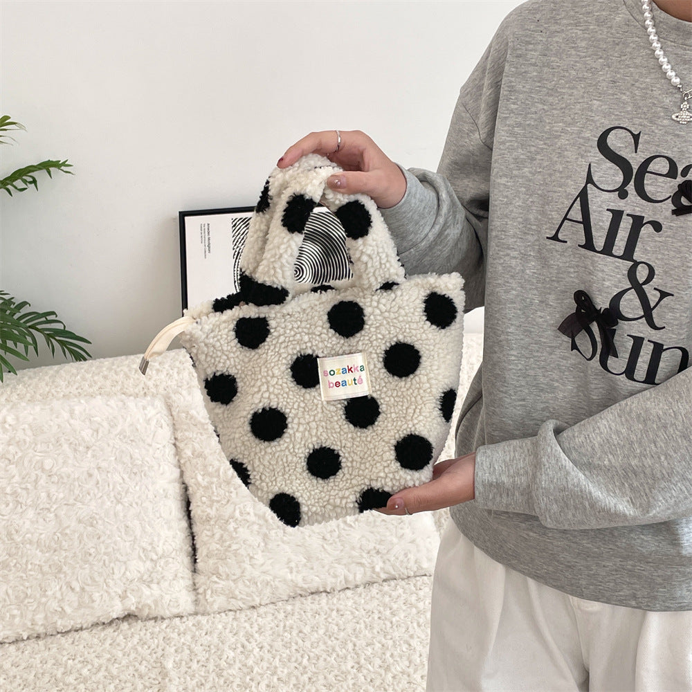 Plush furry small handbag for winter