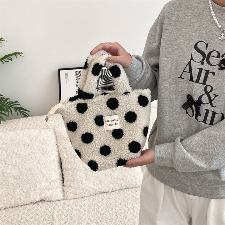 Plush furry small handbag for winter