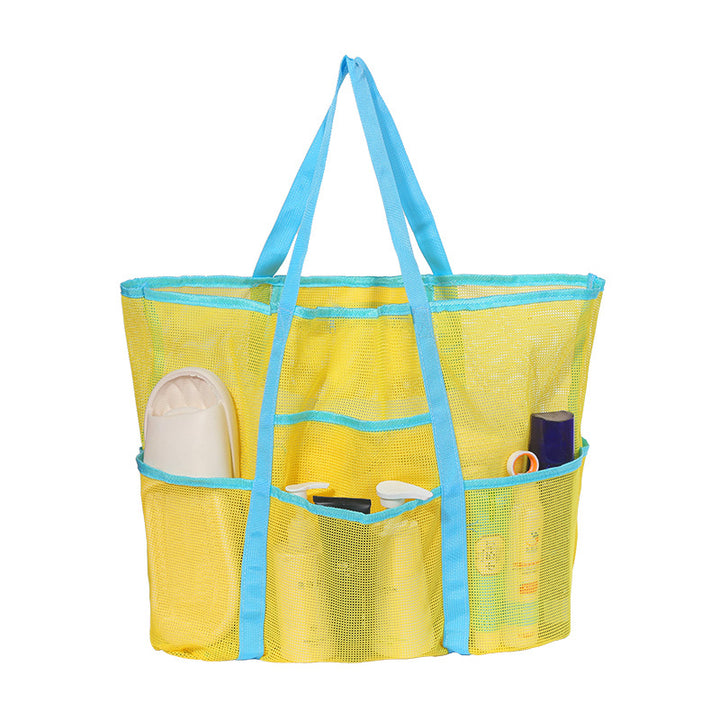 Contrast color mesh hollow beach bag