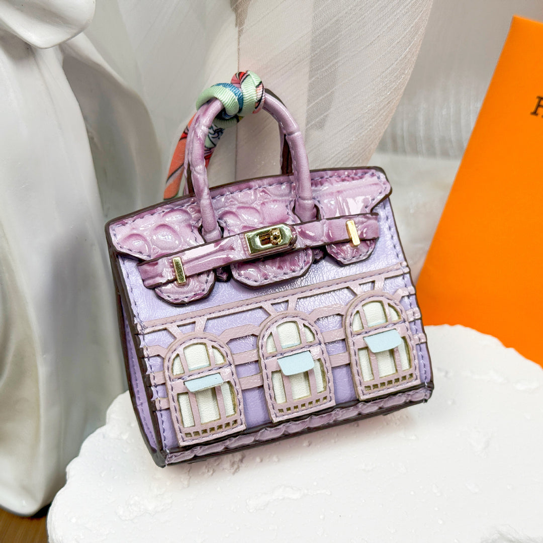 Mini House Bag Charm designer Bag Pendant-Oil wax series