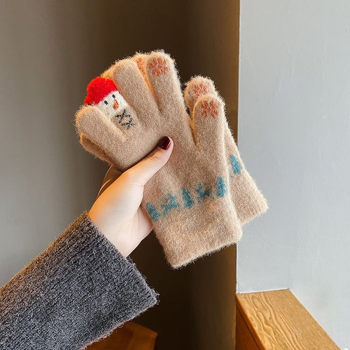 Cute snowman winter vibe knitted gloves