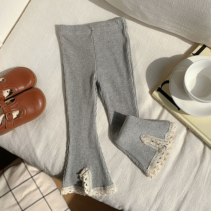 Girls' Knitted lace flared pants