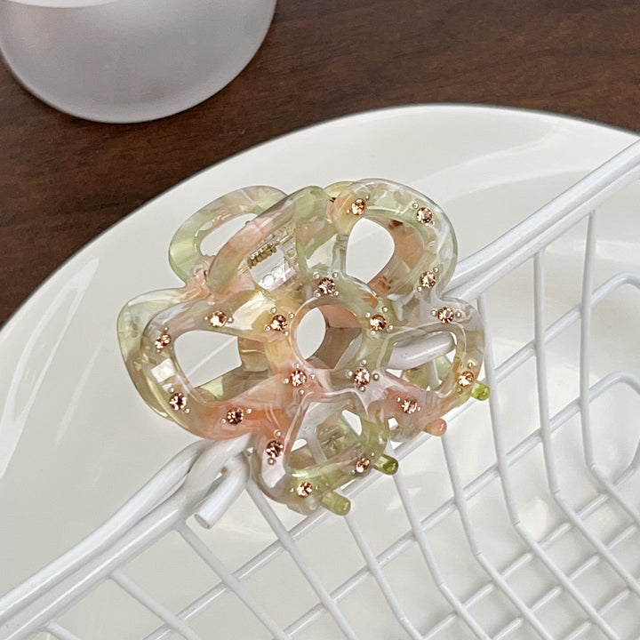 Hollow flower diamond acetate hair claw clips