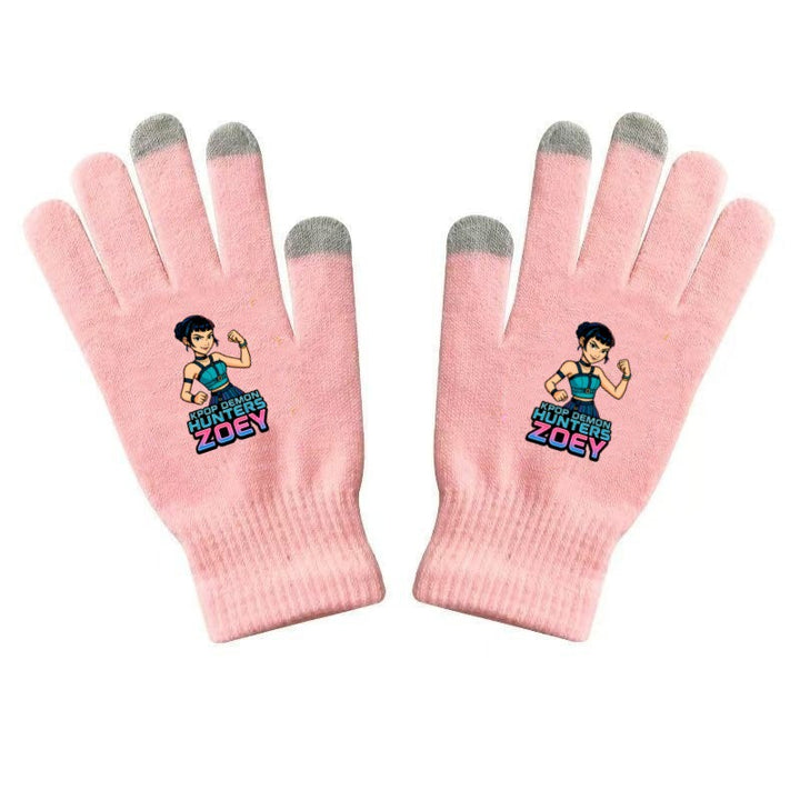 KPOP demon hunters Printed Knitted Touch Screen Gloves