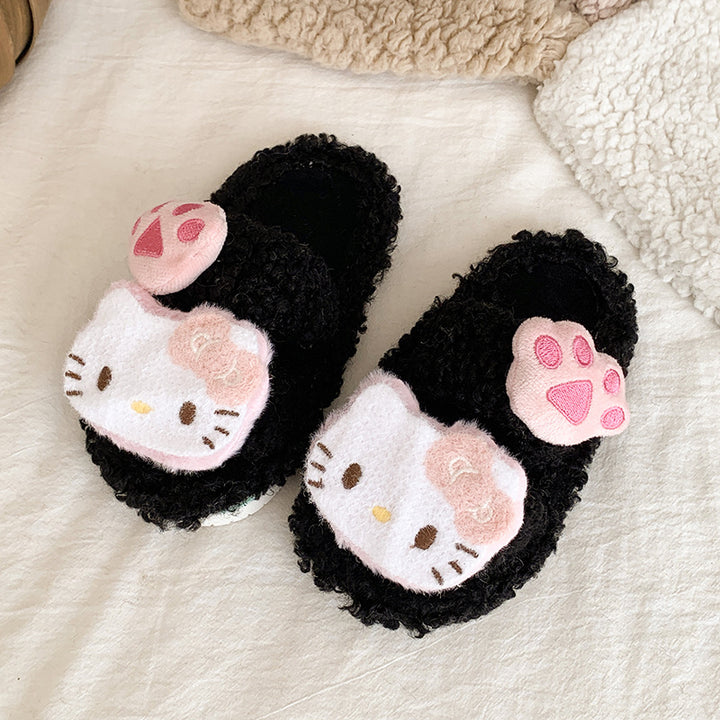 Cute kitty plush home slippers furry slippers for girls
