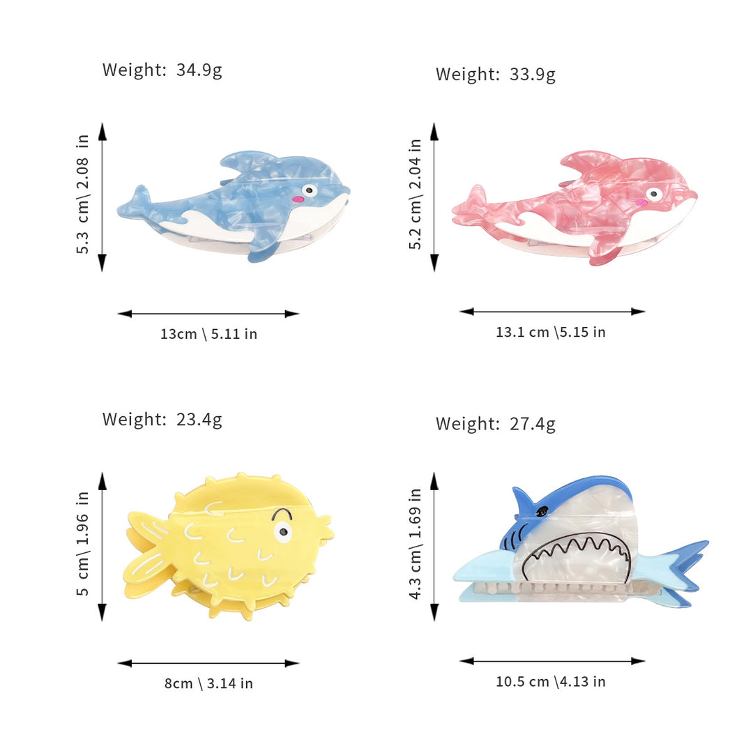 Ocean theme dolphin shark hair claw clip Childish summer hair clip