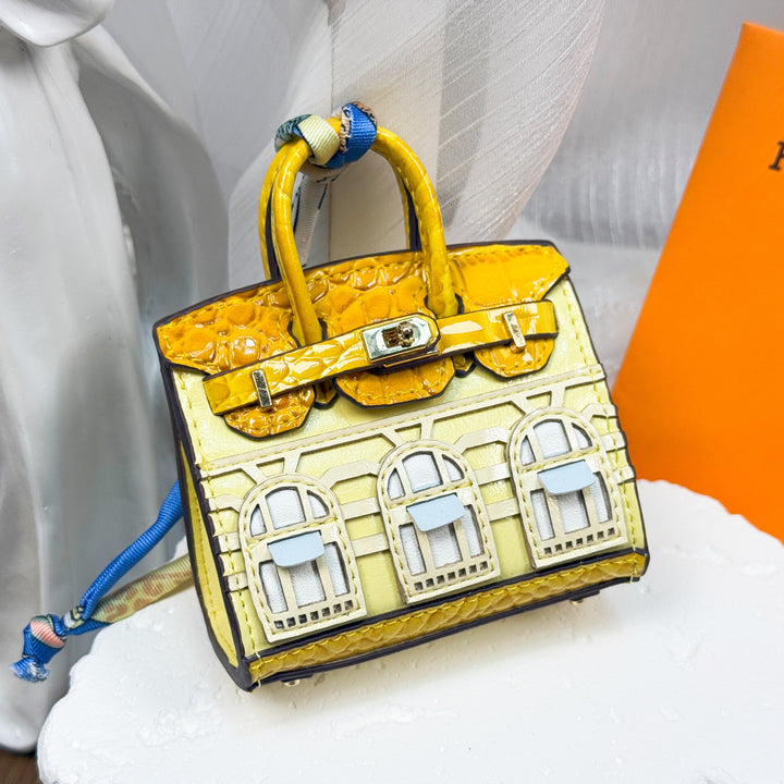 Mini House Bag Charm designer Bag Pendant-Oil wax series