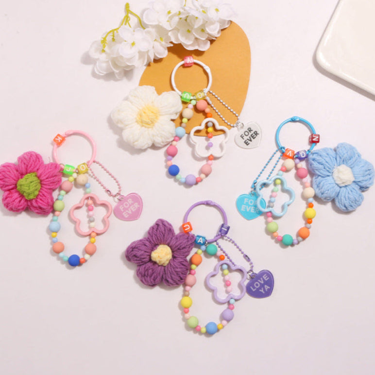 Cute flower colorful beads acrylic keychain-Gifts for Friends