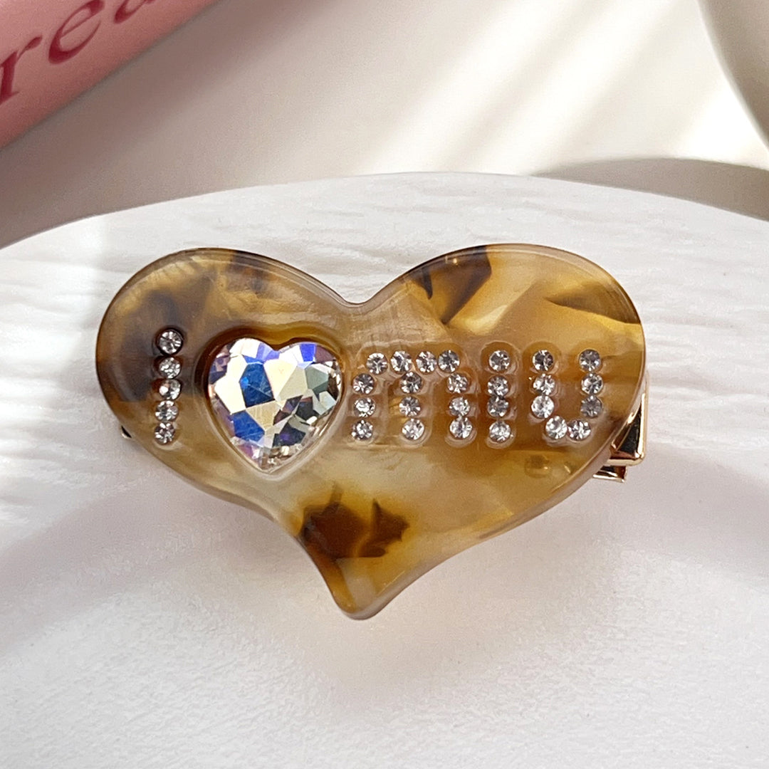 Valentine's Day heart-shaped diamond hair shark clip