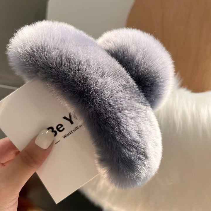 Furry plush hair claw clip for women