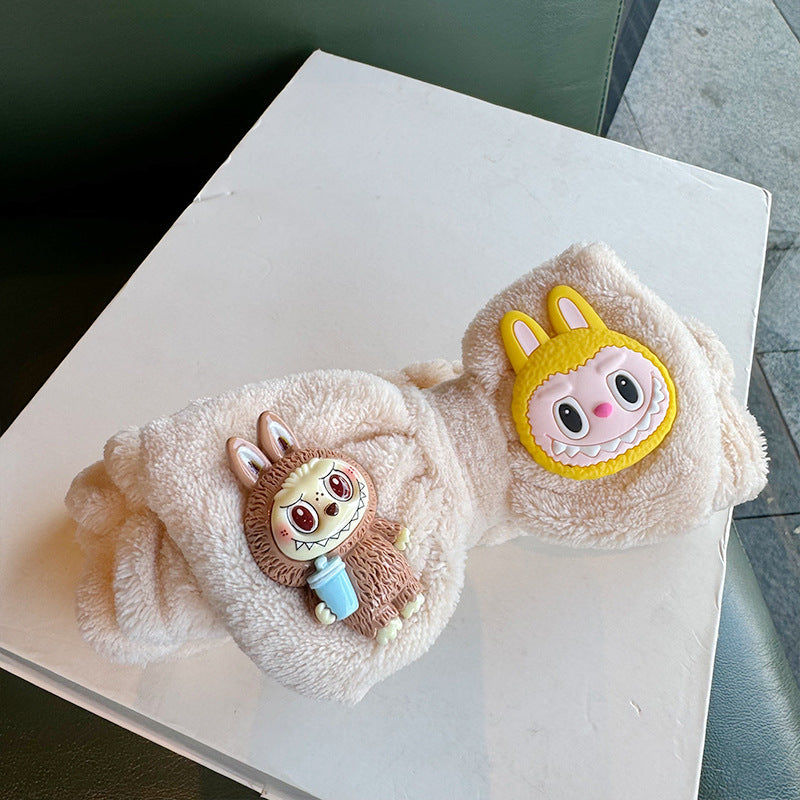 Cute labubu monster wash SPA headband makeup headband