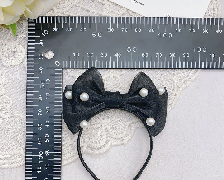 Pearl mesh Bow Headband for labubu