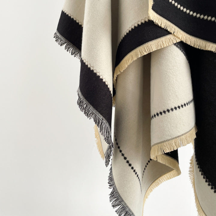 Imitation cashmere Raw edge tassels warm shawl