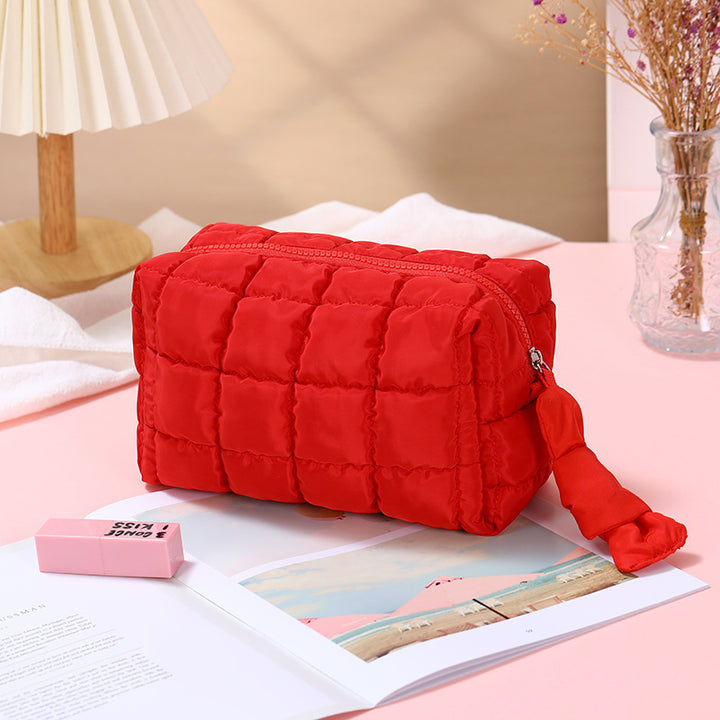 Puffer cosmetic bag portable pillow storage bag
