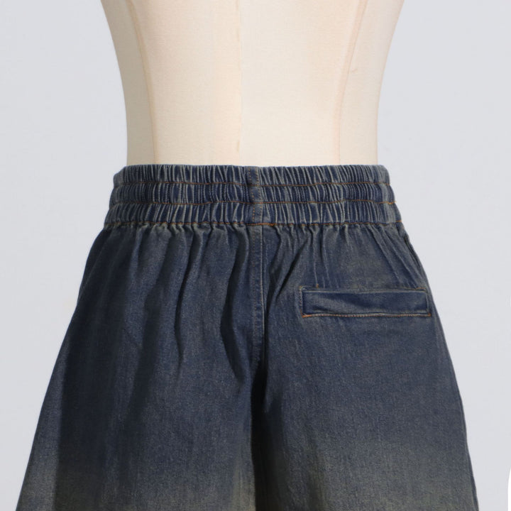 Women's lace-detail denim top & shorts matching set
