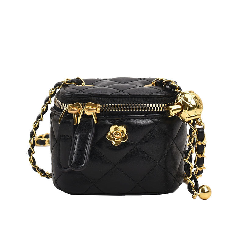 Camellia Flower Gold Ball Chain Crossbody Bag Lipstick Bag