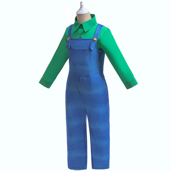 Super Mario inspired cosplay shirt&overalls 2pcs set