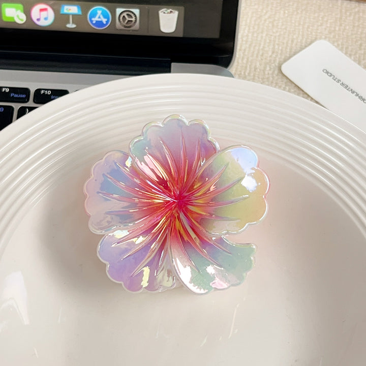 Colorful gradient flower hair shark clip for women