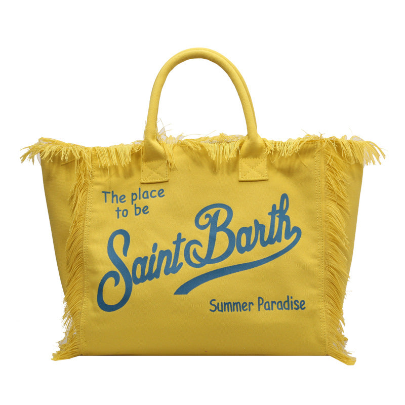 Tassel large-capacity beach handbag shoulder bag