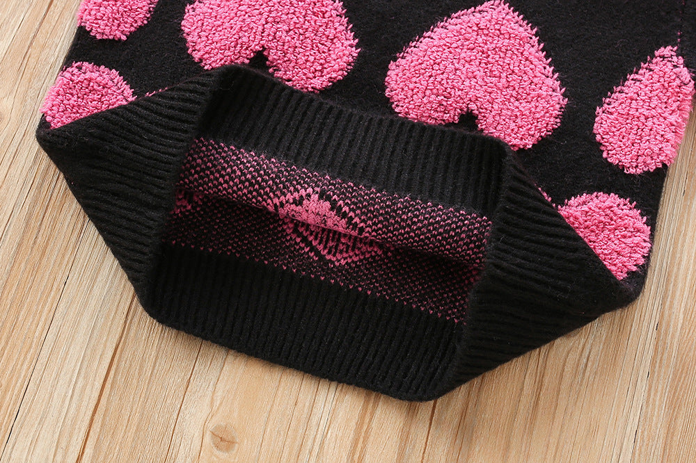 Valentine's love heart Jacquard sweater for girls