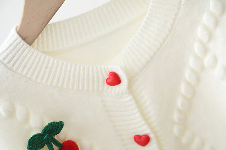 Girls knitted cherry cardigan cherry sweater coat