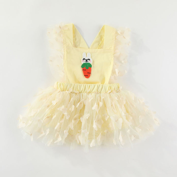 Easter bunny embroidered baby romper with butterfly mesh