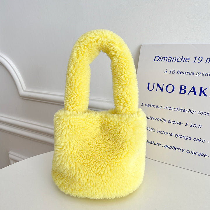 Furry bucket bag mini plush handbag