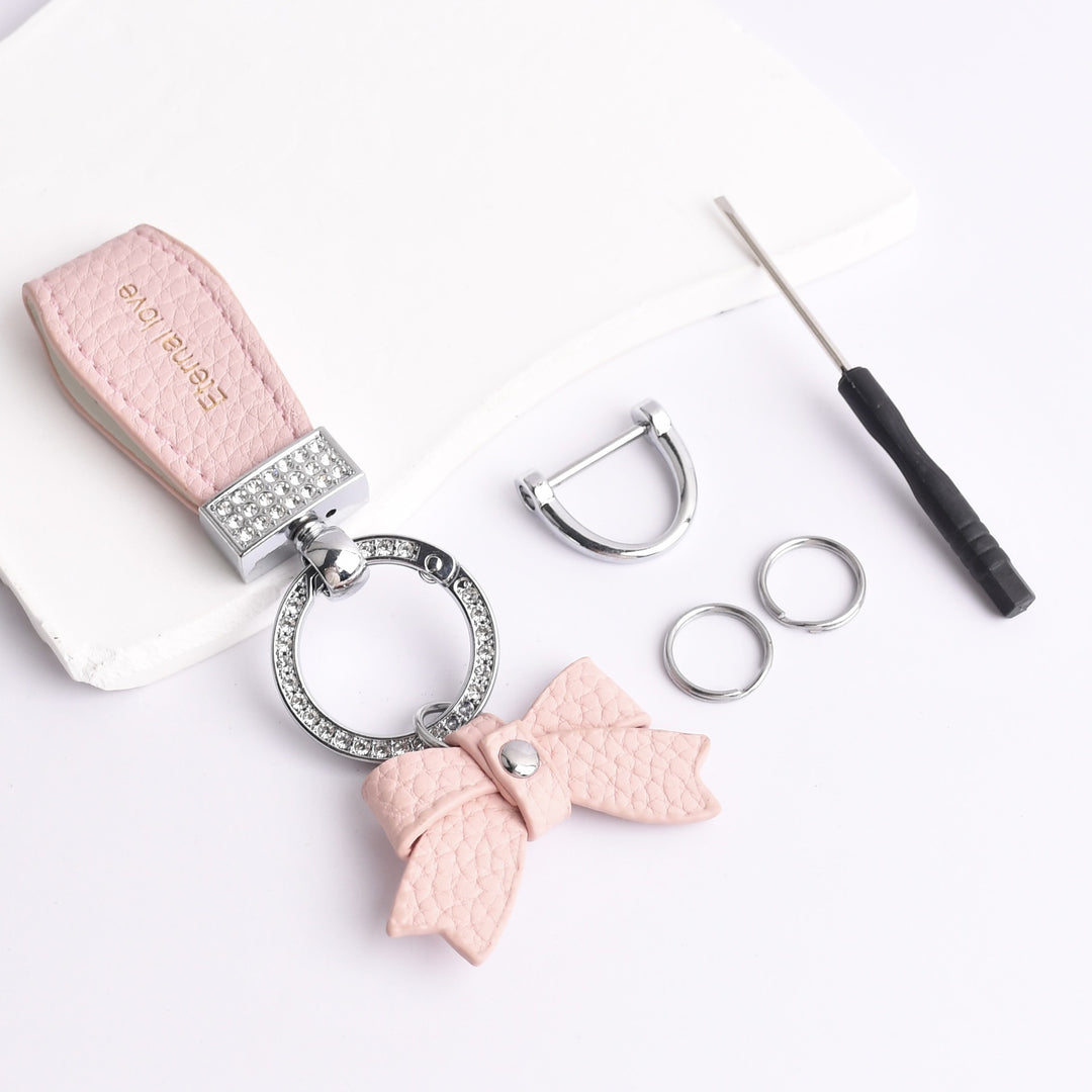Bow diamond keychain ladies bag decorations pendant