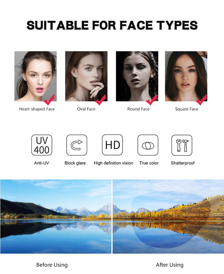Square large frame sunglasses for women men