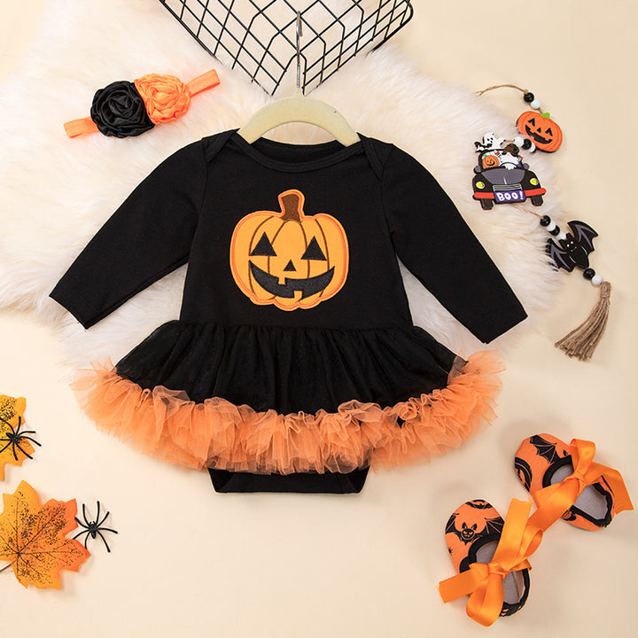 Halloween long-sleeved romper&baby shoes 3pcs set