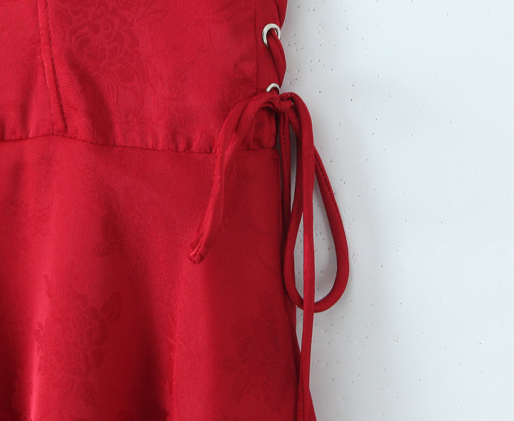 Slip fishbone waist irregular hem dress birthday party dress