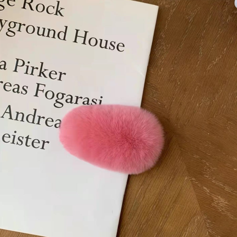 Furry plush hair clip for girls women