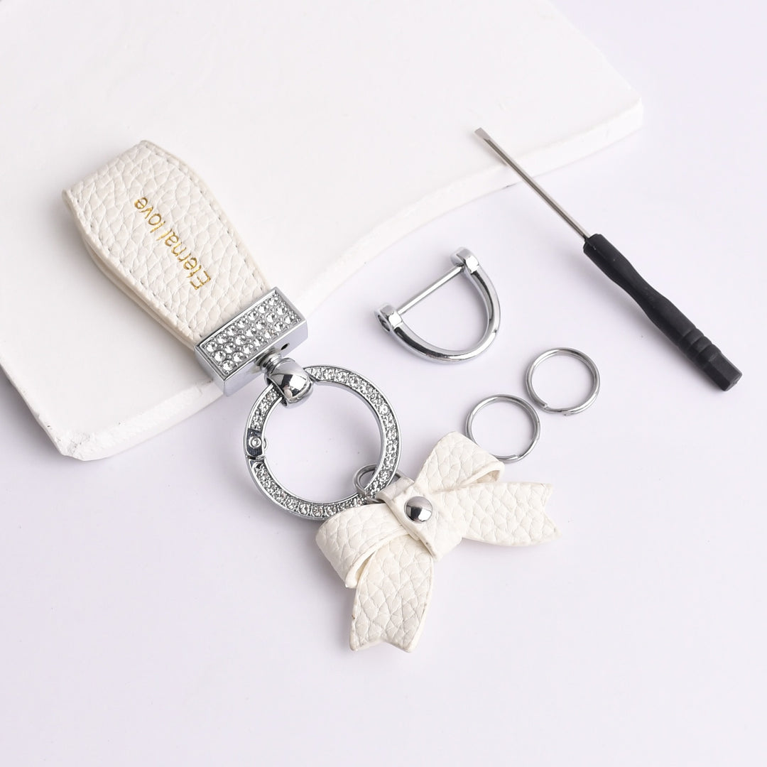 Bow diamond keychain ladies bag decorations pendant