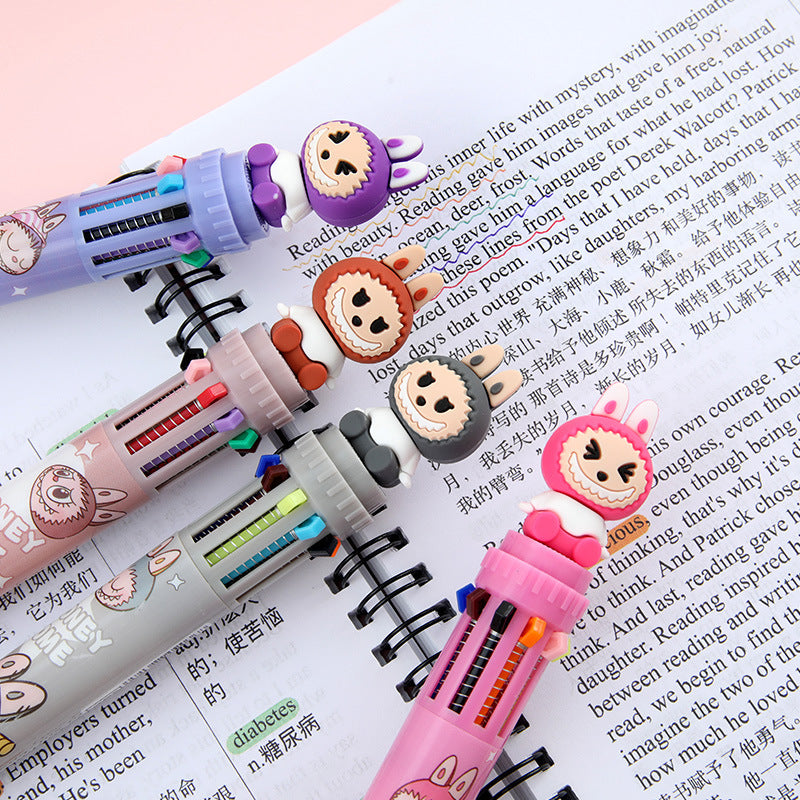 10colors Labubu ballpoint pen multi-color student pen-6pcs set