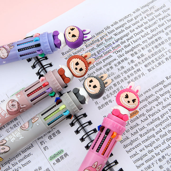 10colors Labubu ballpoint pen multi-color student pen-6pcs set