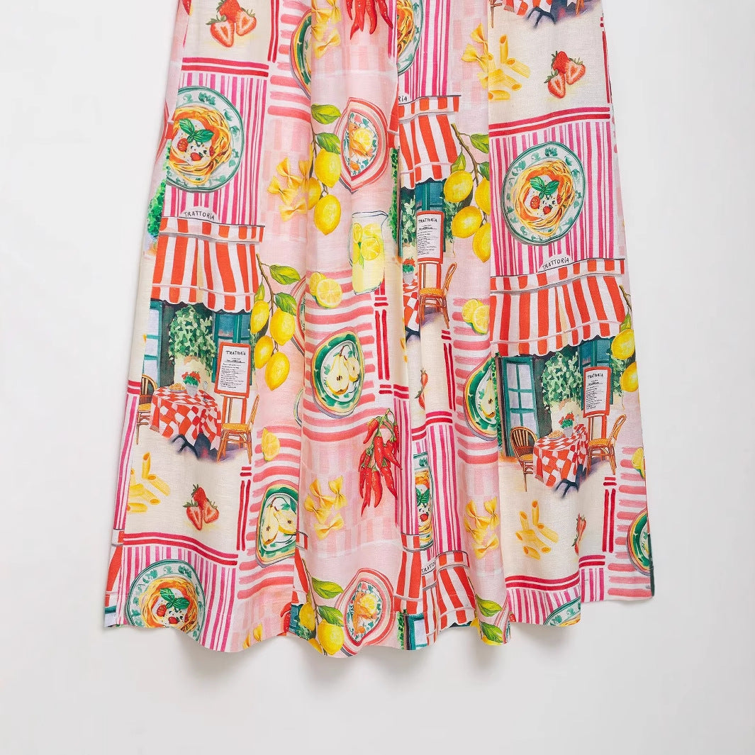 Patchwork print back bow-tie midi dress