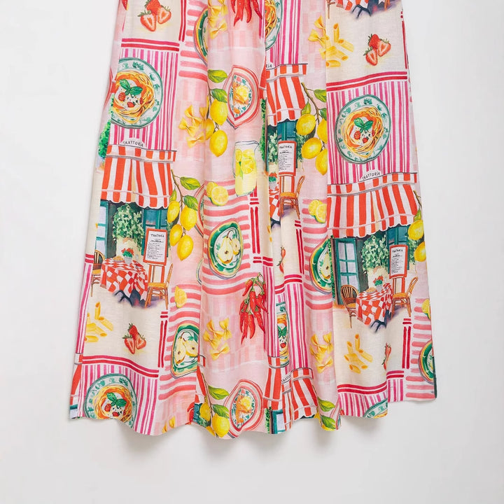 Patchwork print back bow-tie midi dress