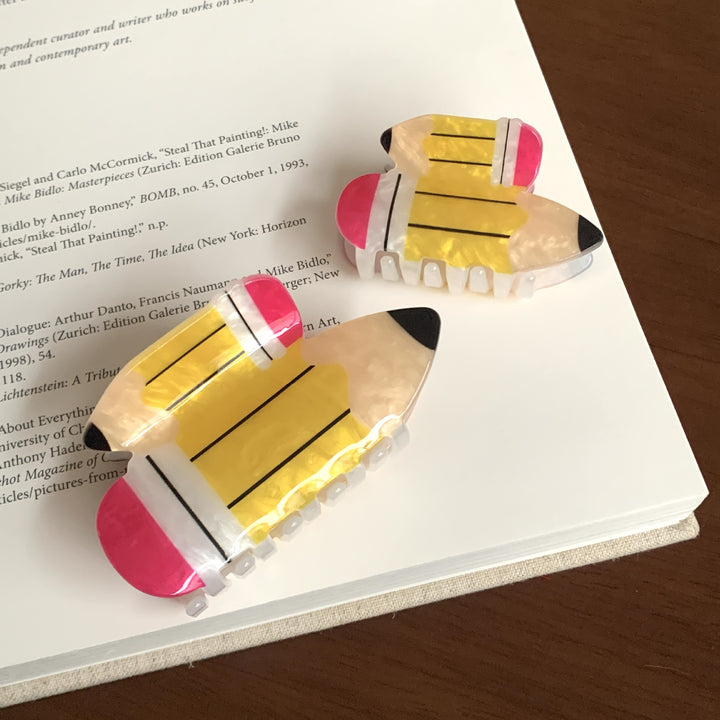 Back To School Acrylic pencil hair claw clip