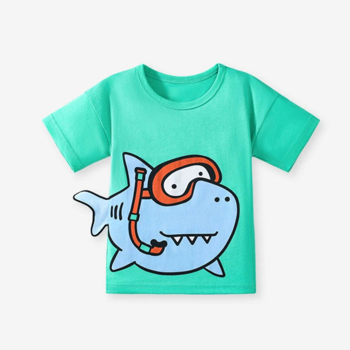 Cute shark printed cotton tee for boys