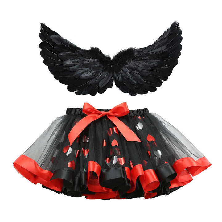 Halloween costumes girls tutu skirt&black feather wings