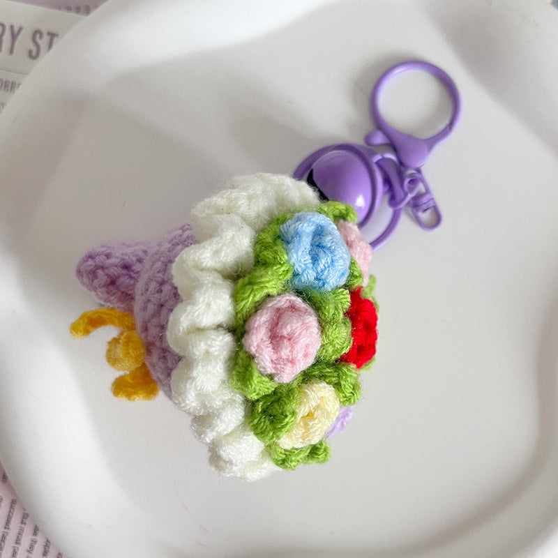 Valentine's Creative hand-woven rose bouquet bag charm gift