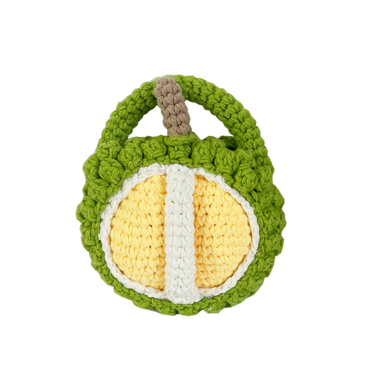 Handmade crochet durian shoulder bag cute mini fruit handbag