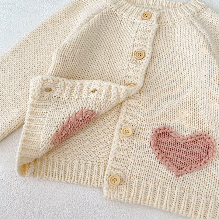 Baby Girl Sweet Love Jacquard Knitted Cardigan