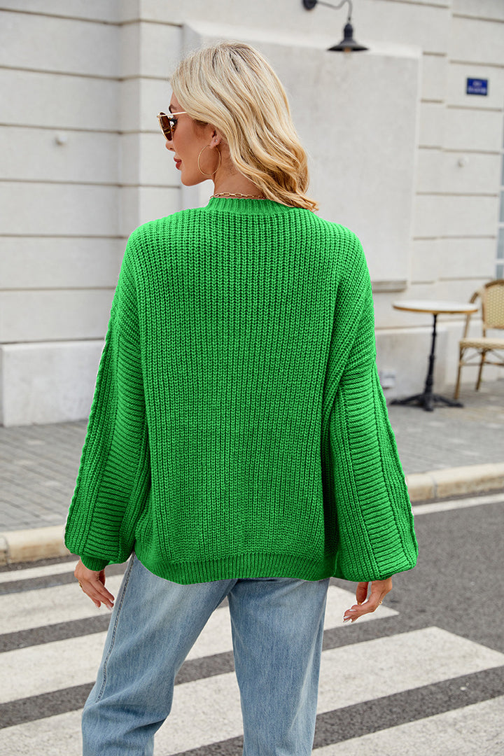 V-neck loose cozy knitted sweater cardigan