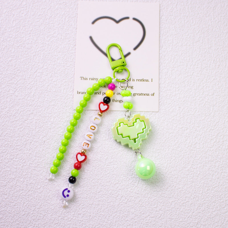 LOVE heart-shaped car keychain with sweet letter beads