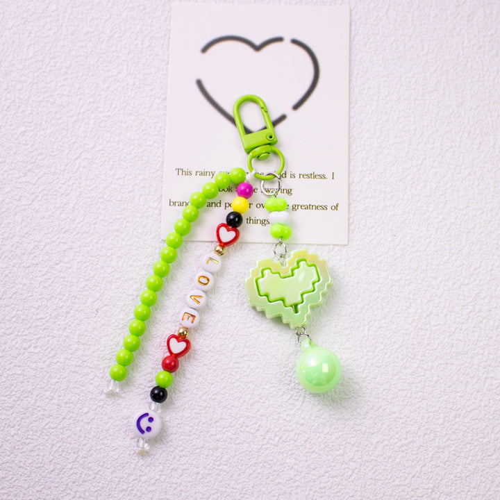 LOVE heart-shaped car keychain with sweet letter beads