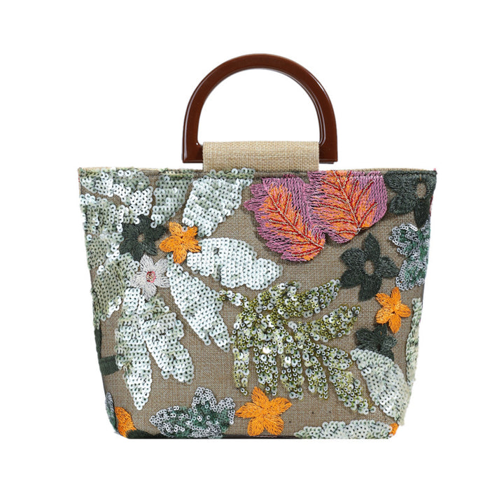Colorful Sequins floral Mesh Embroidered Jacquard Tote bag