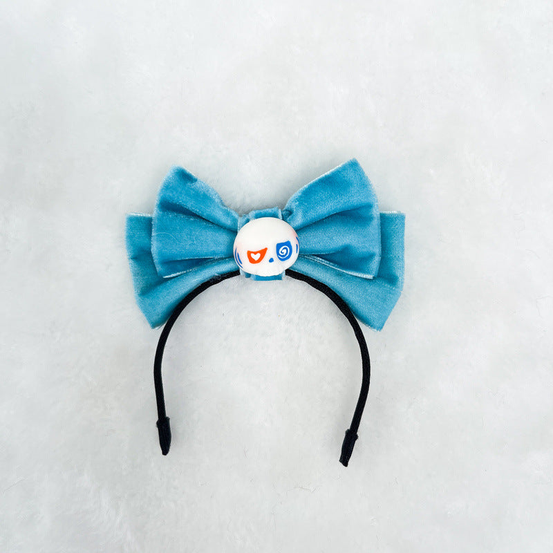 Handmade Velvet Bow Headband with tycoco head for labubu